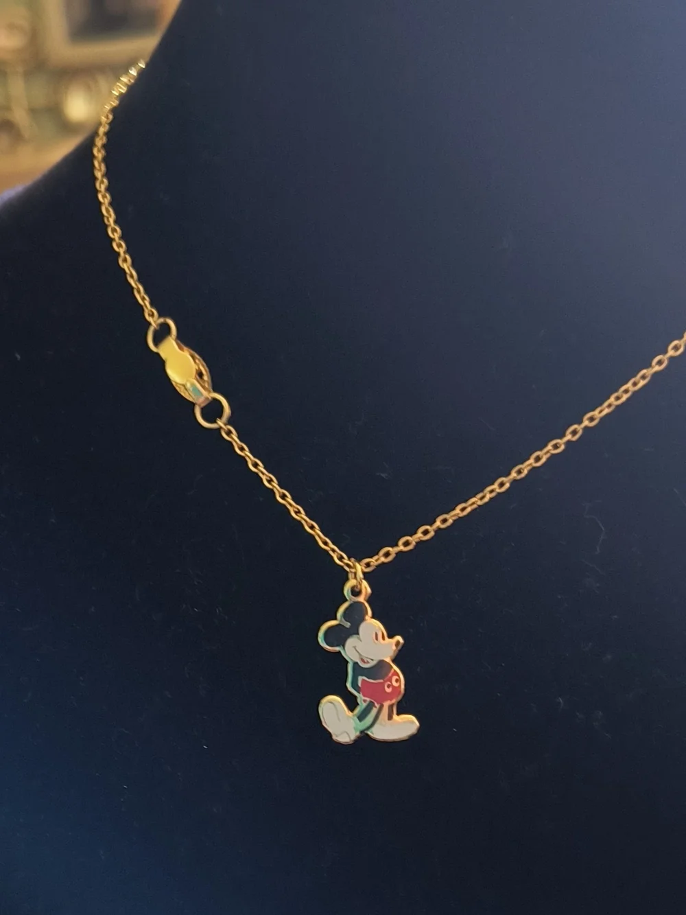 Disney Gold-Tone Necklace with Multicolor Mickey Enamel Charm